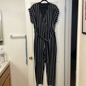 Boohoo Pinstripe Tailored Jumpsuit in Plus Size 18/20